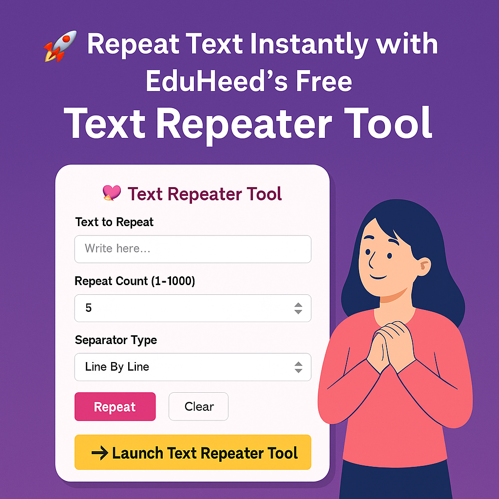 Free Text Repeater Tool – Instantly Repeat Any Text Online (No Signup)